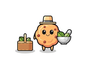 chocolate chip cookie herbalist cute cartoon