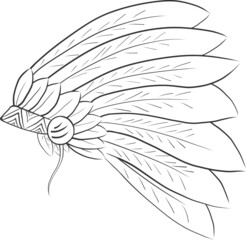 line art of traditional native or tribal hat, vector