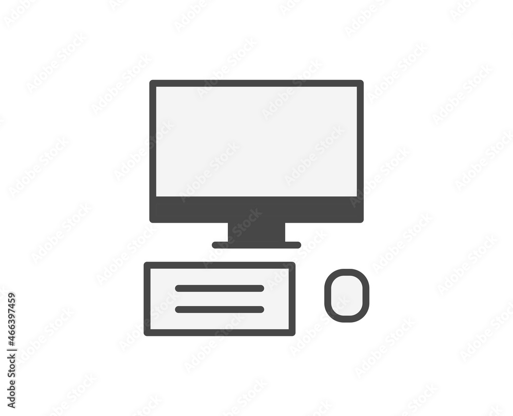 Poster line computer icon isolated on white background. outline symbol for website design, mobile applicati