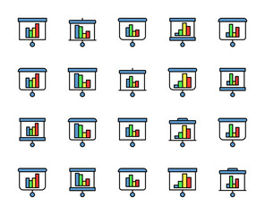 Presentation  design icons set. Thin line vector icons for mobile concepts and web apps. Premium quality icons in trendy flat style. Collection of high-quality color outline logo