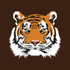 Head of Bengal Tiger Vector Art illustration. Animal wildlife. Panthera tigris tigris.