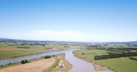 Summer aerial over the rich farming plains of South Wairarapa - New Zealand