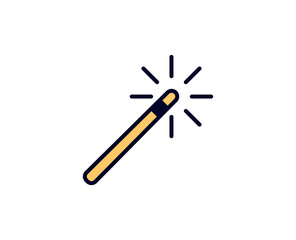 Magic wand flat icon. Single high quality outline symbol for web design or mobile app.  Holidays thin line signs for design logo, visit card, etc. Outline pictogram EPS10