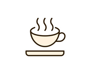 Cup of tea or coffee flat icon. Single high quality outline symbol for web design or mobile app.  Holidays thin line signs for design logo, visit card, etc. Outline pictogram EPS10