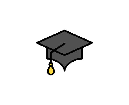 Graduation cap line icon. High quality outline symbol for web design or mobile app. Thin line sign for design logo. Color outline pictogram on white background
