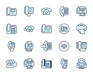 Fax icon set. Collection of high-quality color outline logo for web site design and mobile apps. Vector illustration on a white background.