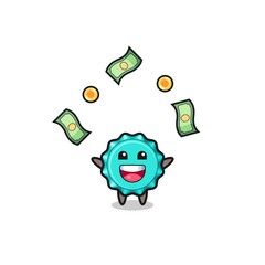 illustration of the bottle cap catching money falling from the sky