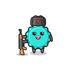 cute bottle cap cartoon as Russian army
