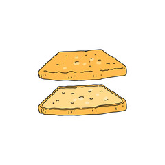 Delicious sliced toast or sandwich bread sketch vector illustration isolated.