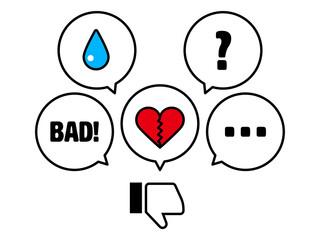 ハンドサインと低評価アイコンの吹き出し