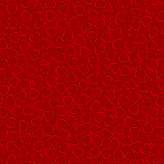 heart shapes outlines with shadows. vector seamless pattern. red valentines repetitive background. fabric swatch. wrapping paper. modern stylish texture. continuous design template for greeting card