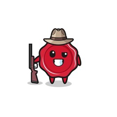 sealing wax hunter mascot holding a gun