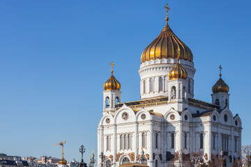 Fototapeta na wymiar Moscow, Russia - October 14, 2021: The Cathedral of Christ the Savior in Moscow