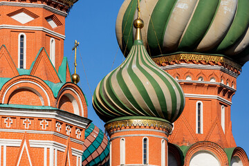 Domes of the famous Head of St. Basil's Cathedral on Red square, Moscow