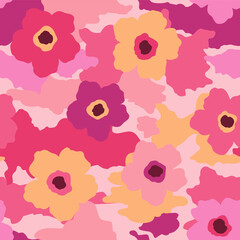 Abstract poppy camouflage seamless pattern background. - obrazy, fototapety, plakaty