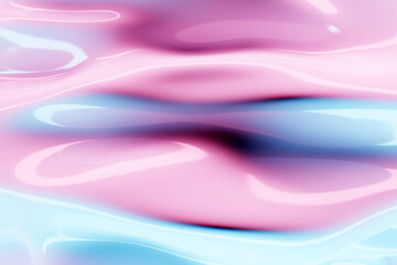 3d illustration of a stereo pink and blue   strip . Geometric stripes similar to waves. Abstract  glowing crossing lines pattern