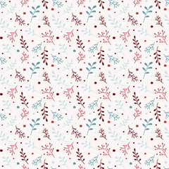 Christmas background with floral concept. Seamless pattern. Vector