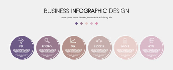 Pastel coloured infograph with business icons. Vector