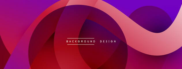 Abstract overlapping lines and circles geometric background with gradient colors