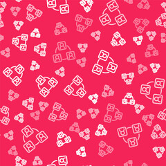 White line Meeting icon isolated seamless pattern on red background. Business team meeting, discussion concept, analysis, content strategy. Presentation conference. Vector