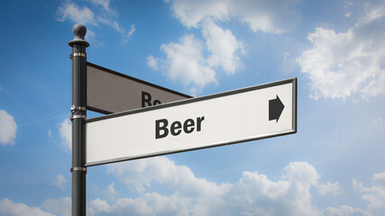 Fototapeta na wymiar Street Sign to Beer