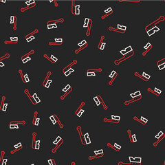 Line Beekeeping brush icon isolated seamless pattern on black background. Tool of the beekeeper. Vector