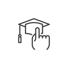 Online e-learning education line icon