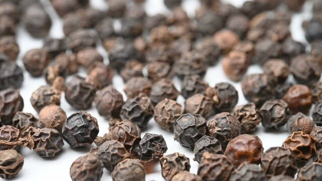 angle view HeiHuJiao or Piperis Fructus or Black Pepper Fruit rotating