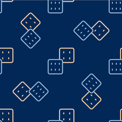 Line Game dice icon isolated seamless pattern on blue background. Casino gambling. Vector