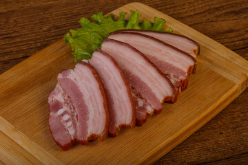 Tasty smoked pork brisket slice