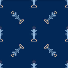 Line Coat stand icon isolated seamless pattern on blue background. Vector