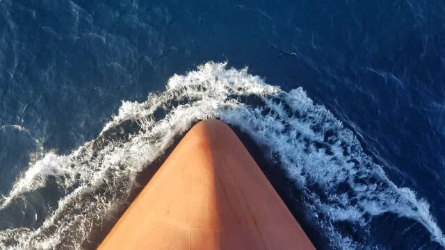 bow of the vessel from a height on the move at sea