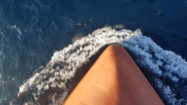 bow of the vessel from a height on the move at sea
