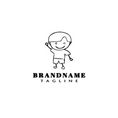 creative children logo cartoon icon design template black isolated vector illustration