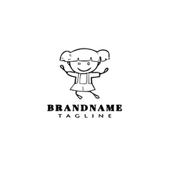 children logo cartoon icon design simple black isolated vector illustration