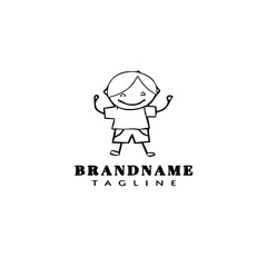 children logo cartoon icon design template black isolated flat illustration