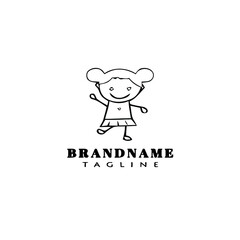 children logo icon design template black isolated vector illustration