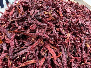 heap of dried chili, selective focusing