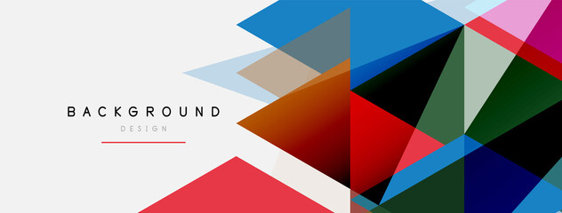 Fototapeta premium Color triangles composition, geometric abstract background. Techno or business concept, pattern for wallpaper, banner, background, landing page
