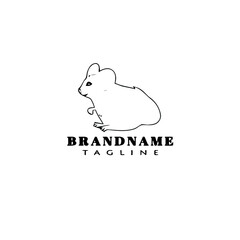chinchilla cartoon logo icon design template black isolated vector