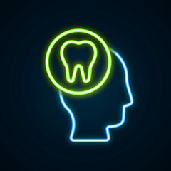 Glowing neon line Toothache icon isolated on black background. Colorful outline concept. Vector