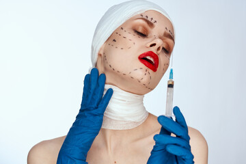 portrait of a woman rejuvenation facial injection cosmetic procedures isolated background