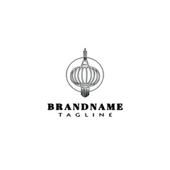 chinese lantern cartoon logo icon design template black isolated illustration