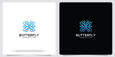 Feminine abstract butterfly design logo template