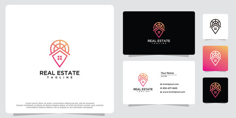 Home location logo template and business card design.