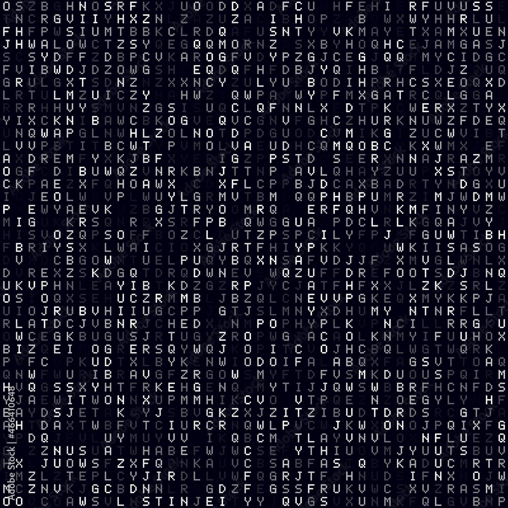 Poster tech background. white filled alphabet letters background. medium sized seamless pattern. elegant ve