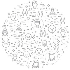 Simple Set of People and Avatar Related Vector Line Illustration. Contains such Icons as Character, men, women, emoji, face, uniform and Other Elements.