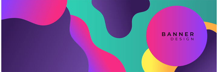 Colorful banner template. Abstract web banner design. Header, landing page web design elements.