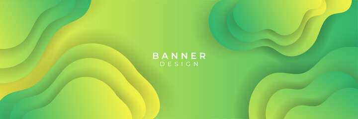 Colorful green yellow banner template. Abstract web banner design. Header, landing page web design elements.