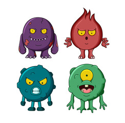 Collection of cute character monsters